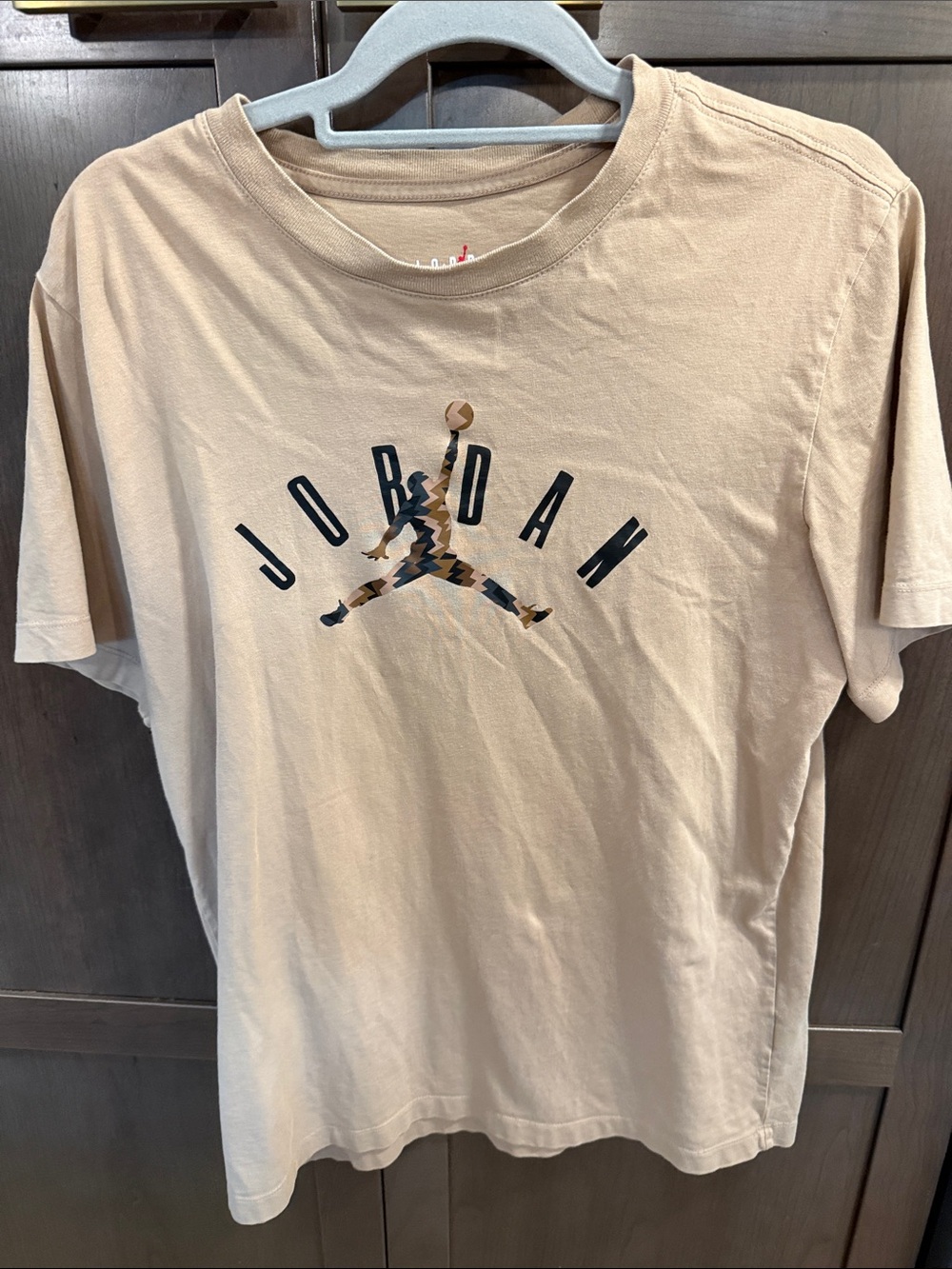 Jordan Short Sleeve Logo Tee in Beige with Black Accents